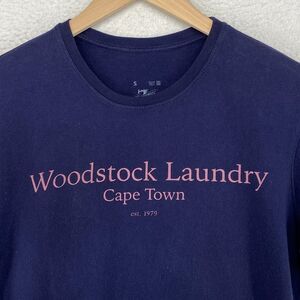 WOODSTOCK LAUNDRY Shirt Mens S CAPE TOWN South Africa Cotton Short Sleeve Blue